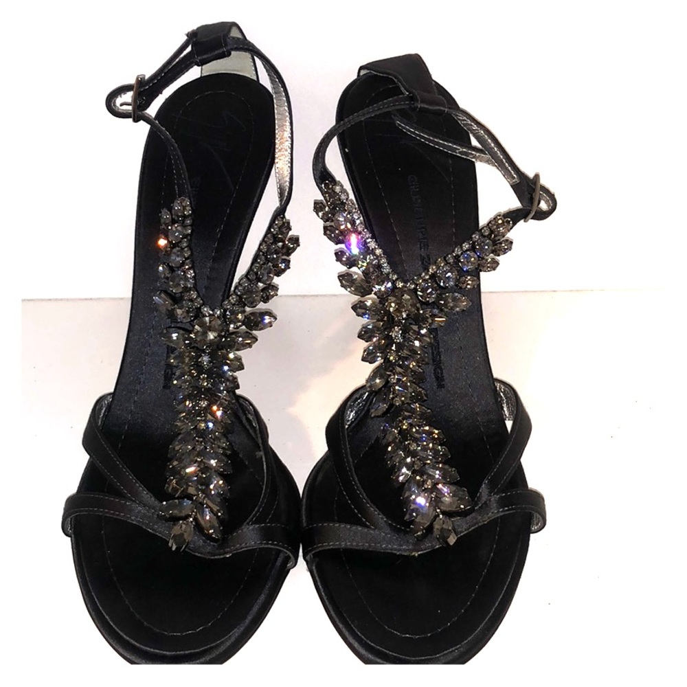 Giuseppe Zanotti Jeweled Grey Silk Sandals